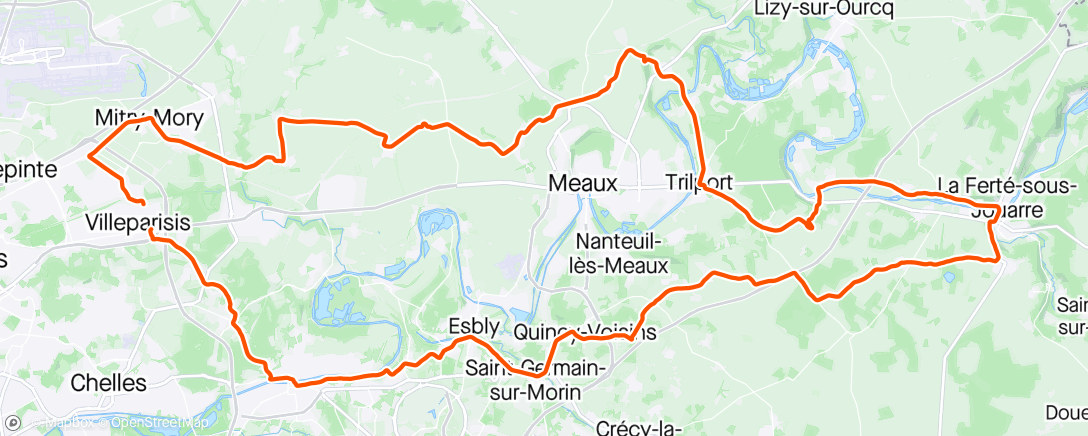 Map of the activity, Rando du Grand V @ Villeparisis