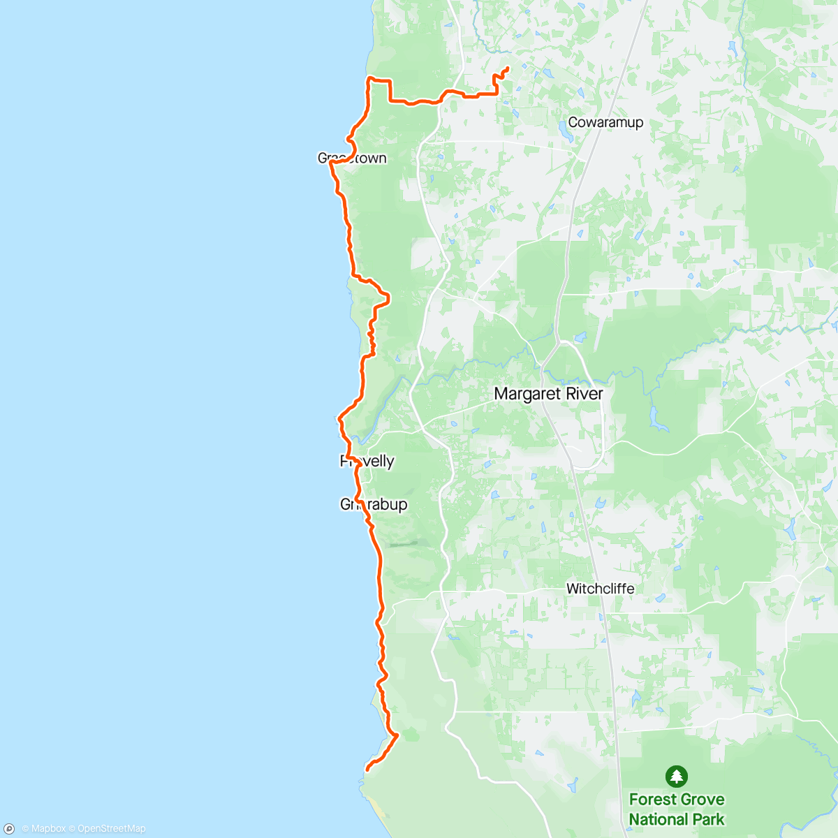 Map of the activity, Margaret River Ultra