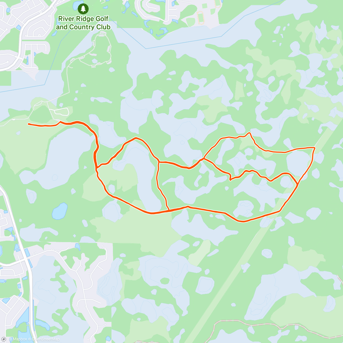 Carte de l'activité Morning Run - Jay B. Starkey Ranch. Lots of sand, water crossings and branches. Got a little warm! 🥵