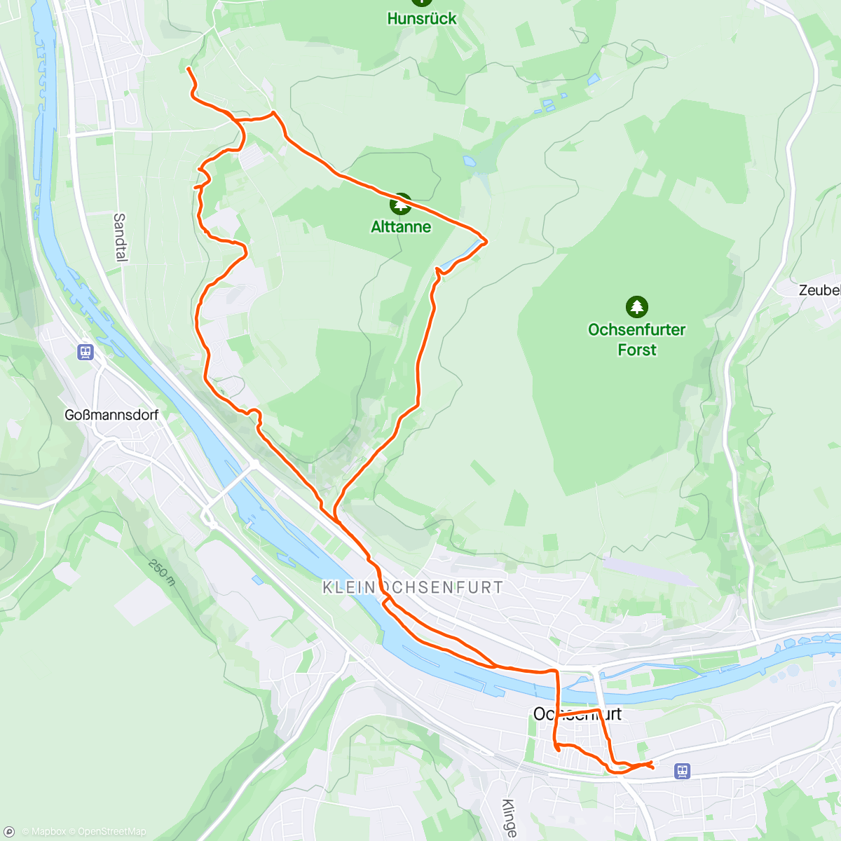 Map of the activity, Panoramaweg Sommerhausen von Ochsenfurt aus
