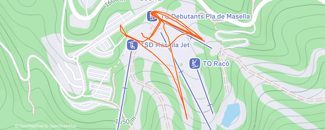 Map of the activity, Esquí alpino por la tarde