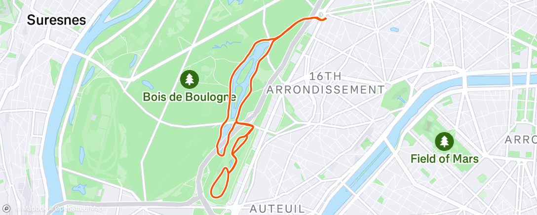 Map of the activity, Course à pied dans l'après-midi