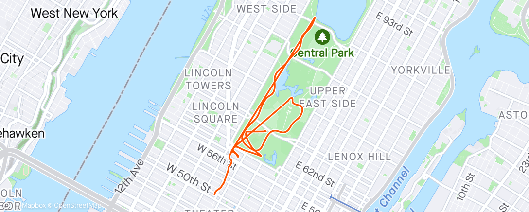 Map of the activity, Central Park Catch Up Run With Eileen ..