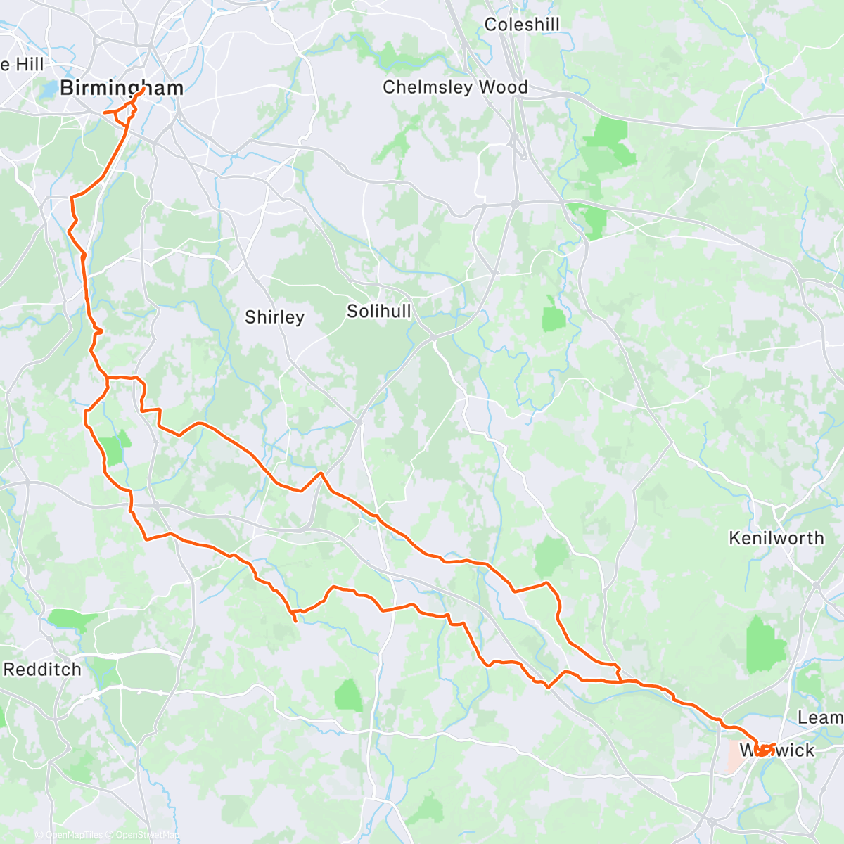 Map of the activity, Zone 2 Ride to Warwick