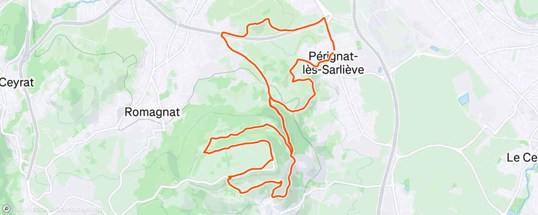 Map of the activity, Sortie VTT le midi