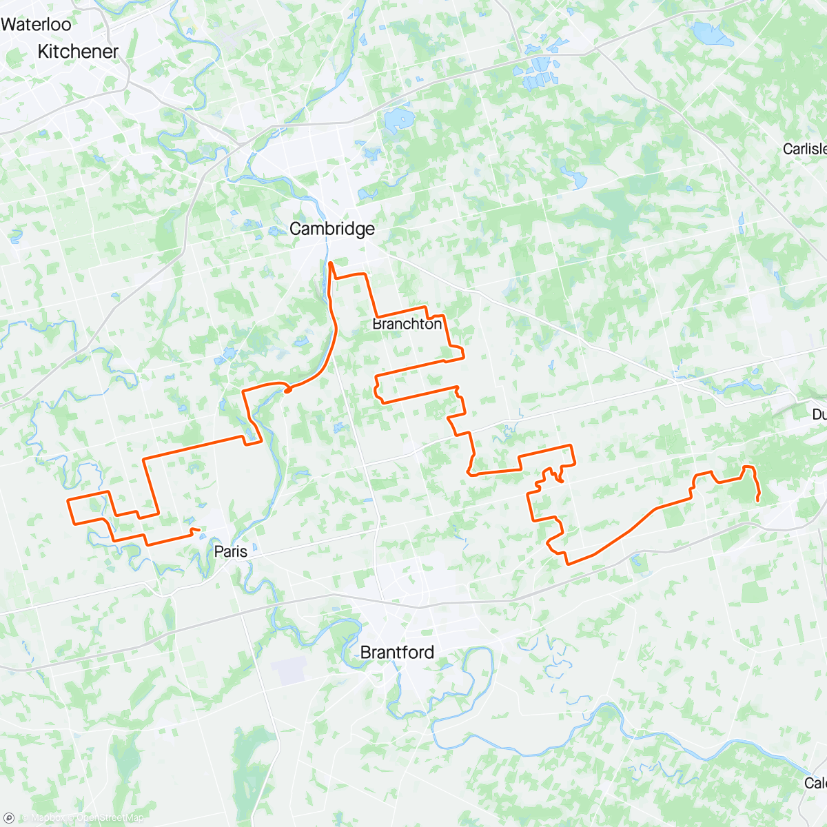 Map of the activity, Paris to Ancaster - 5th