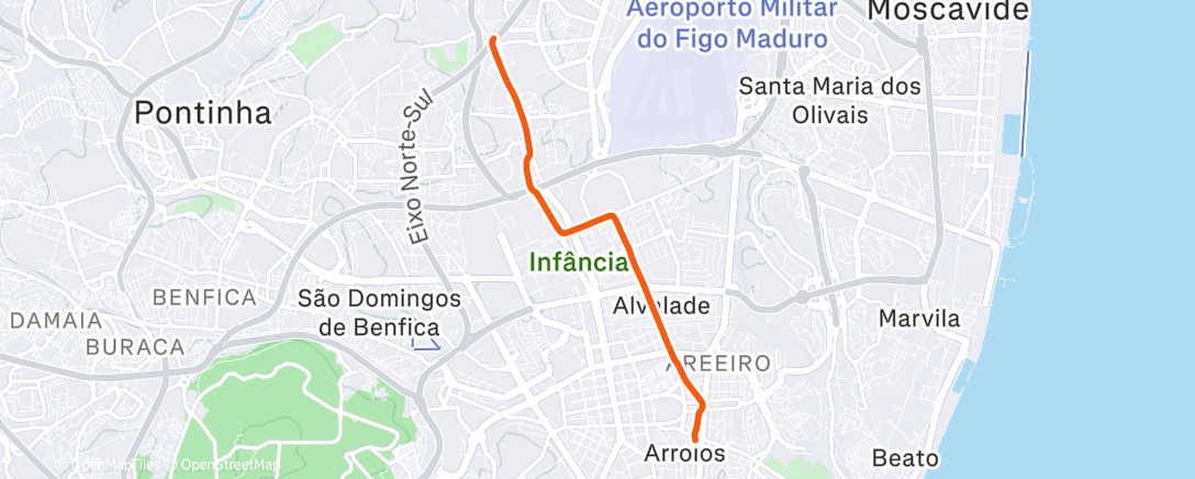 Map of the activity, Evening Ride