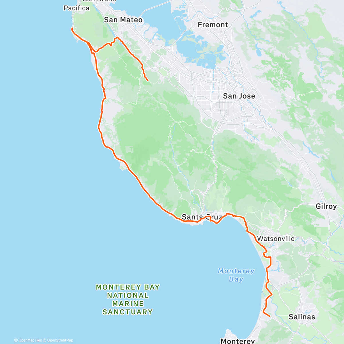 Map of the activity, Flying down the coast… and back ✈️