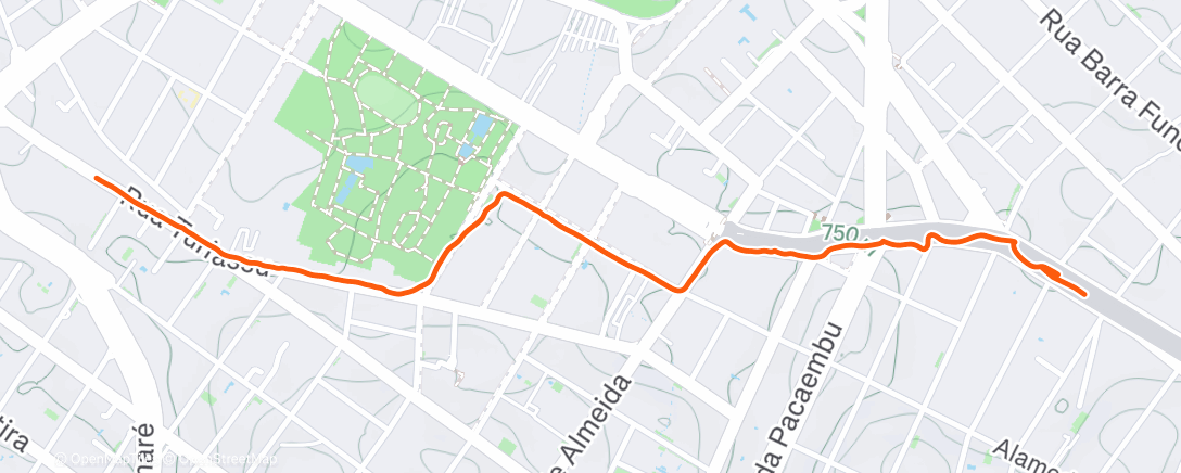 Map of the activity, Pedalada ao entardecer