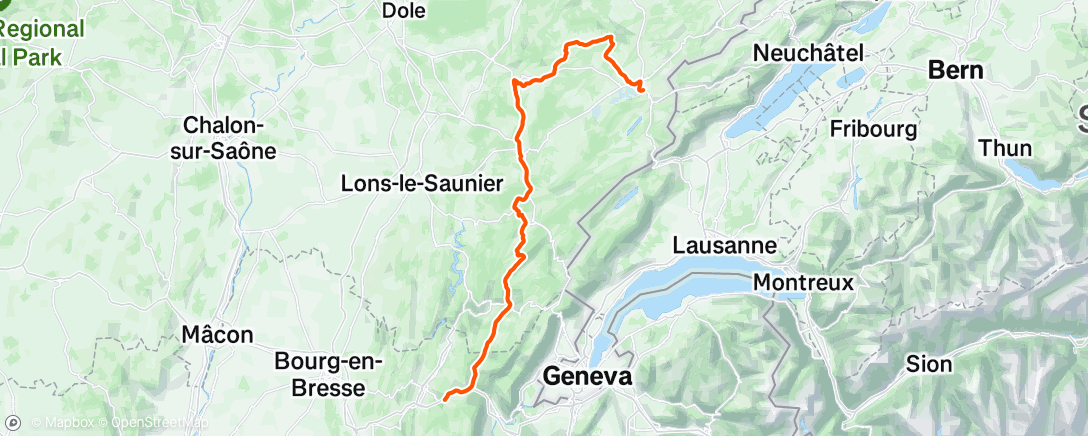 Map of the activity, Sortie vélo le midi