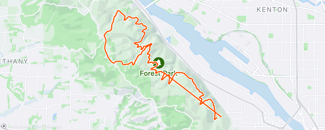 Map of the activity, Wednesday Gravel in Forest Park