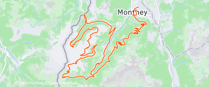 Route map of Monthey to Champéry