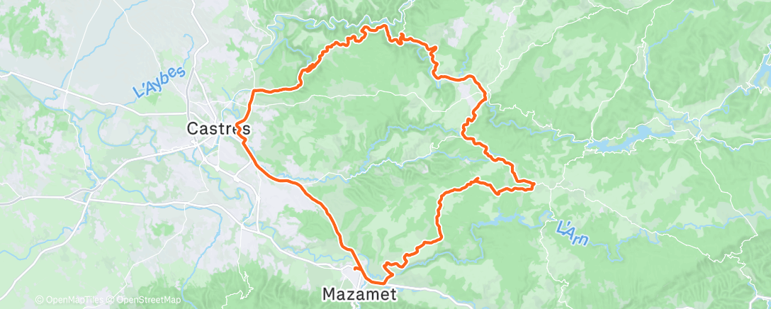Map of the activity, Lunch Ride