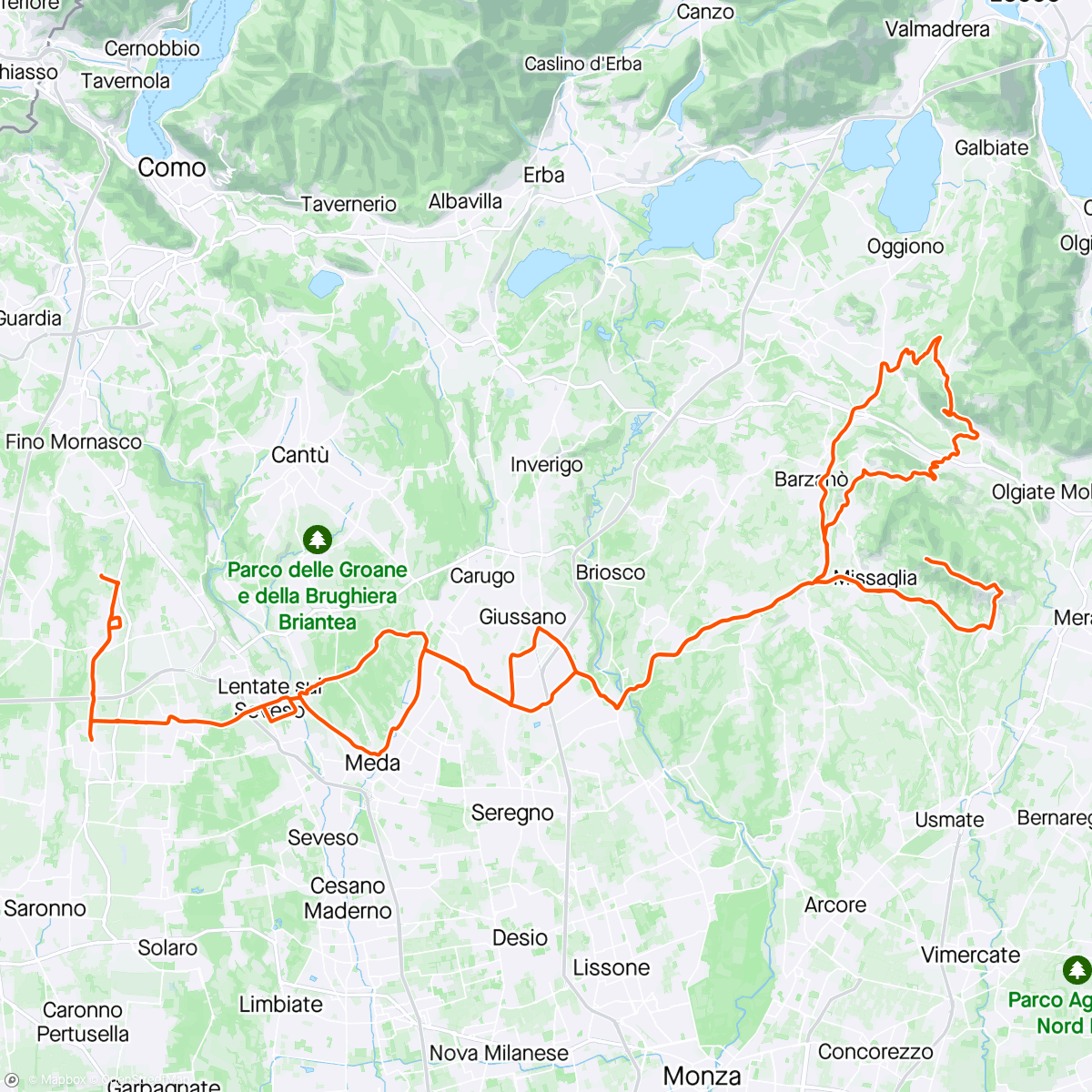 Map of the activity, 29 - 7^ tappa Prestigio: Montevecchia - Colle Brianza - Lissolo