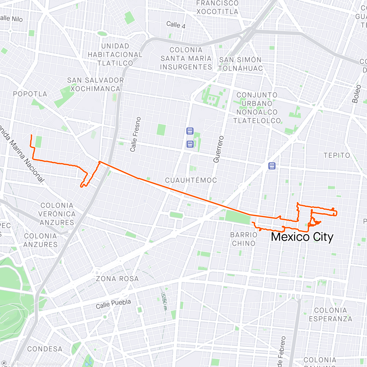 Map of the activity, Mexico City tourist
