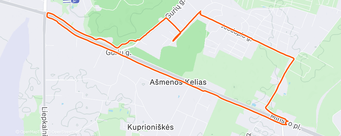 Map of the activity, Lunch Run