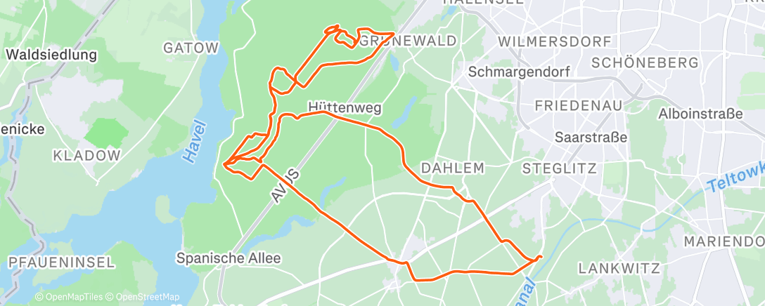 Map of the activity, Lunch Mountain Bike Ride