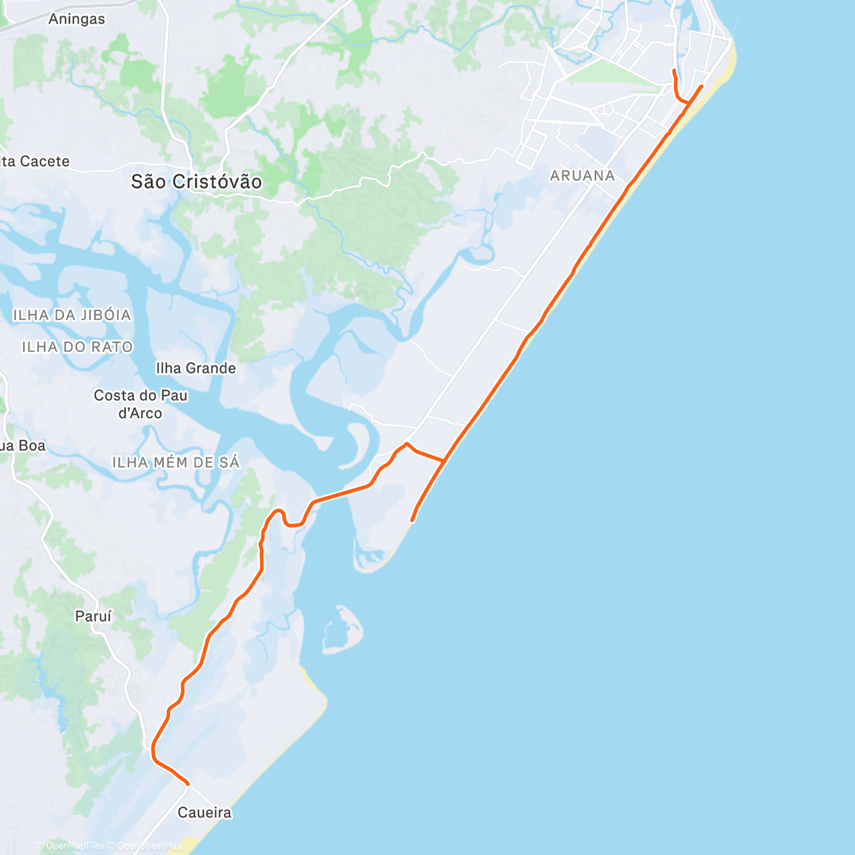 Map of the activity, ROUVY - IRONMAN 70.3 Aracaju-Sergipe 2025