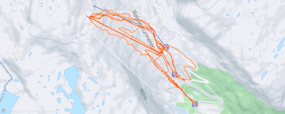 Map of the activity, Teles before lunch, snowboard after.