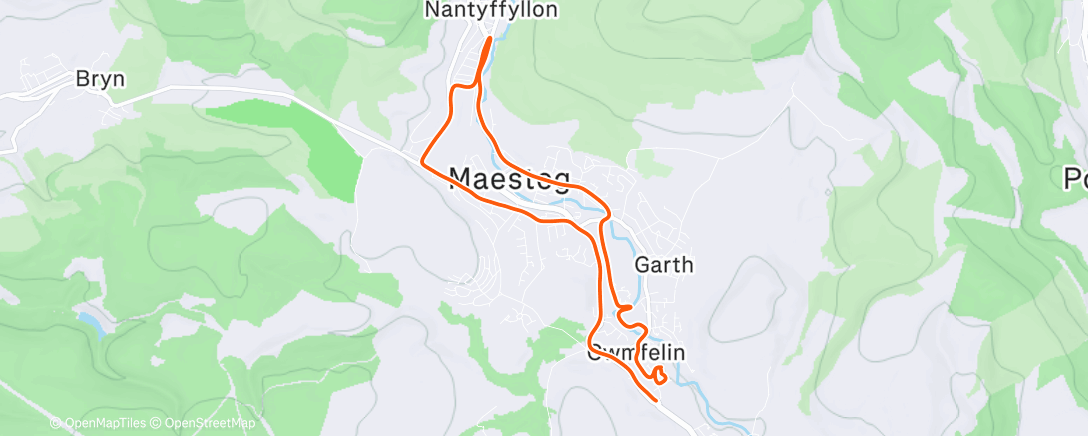 Map of the activity, Afternoon Run