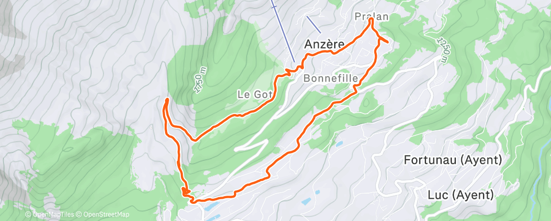 Map of the activity, Sortie VTT le midi
