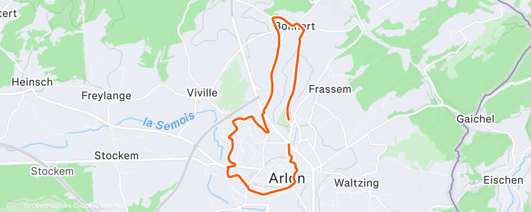 Map of the activity, Course à pied dans l'après-midi