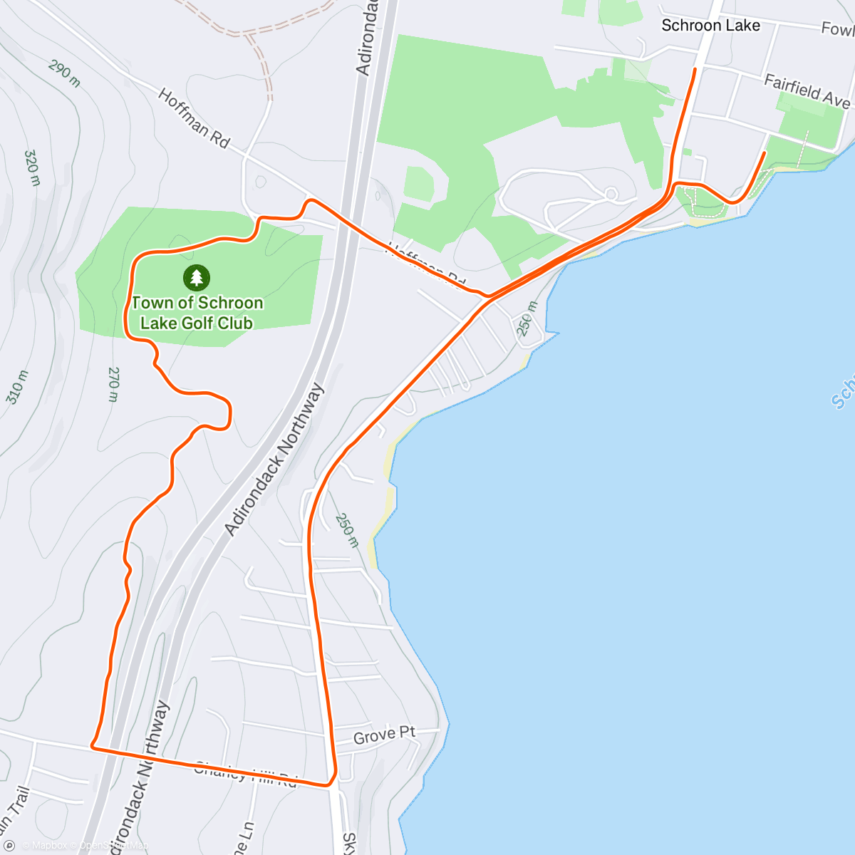 Map of the activity, Afternoon Run