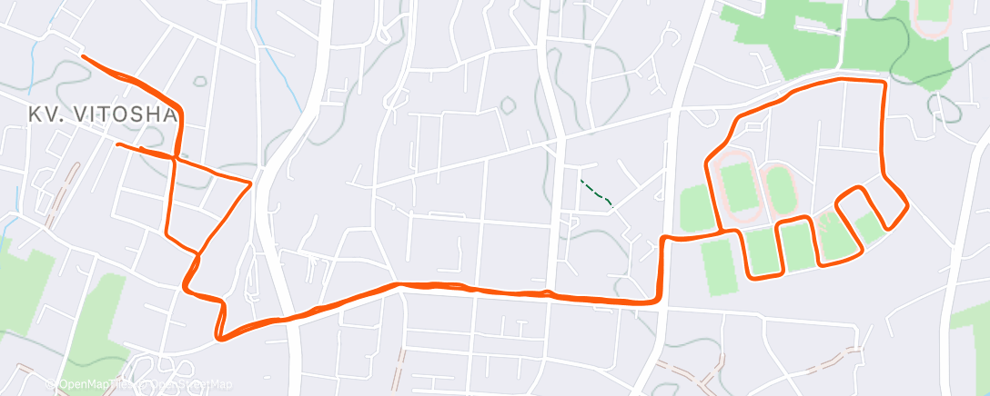 Map of the activity, Afternoon Run