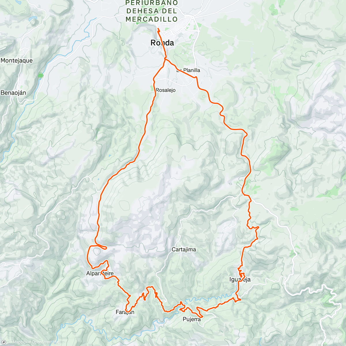 Mapa de la actividad (Ruta 4. Ronda pasando por la aldea azul (Júzcar))