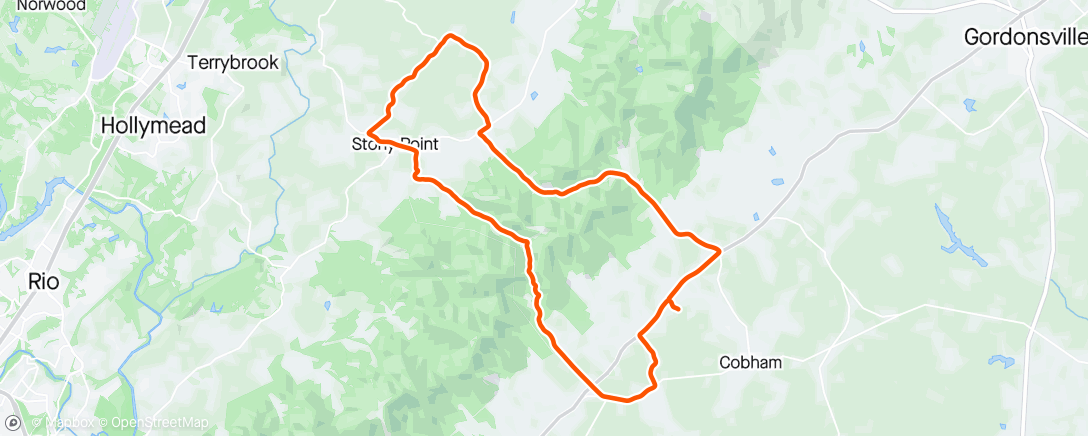 Map of the activity, “25mph is purty good for a bike!”🛵🏍️