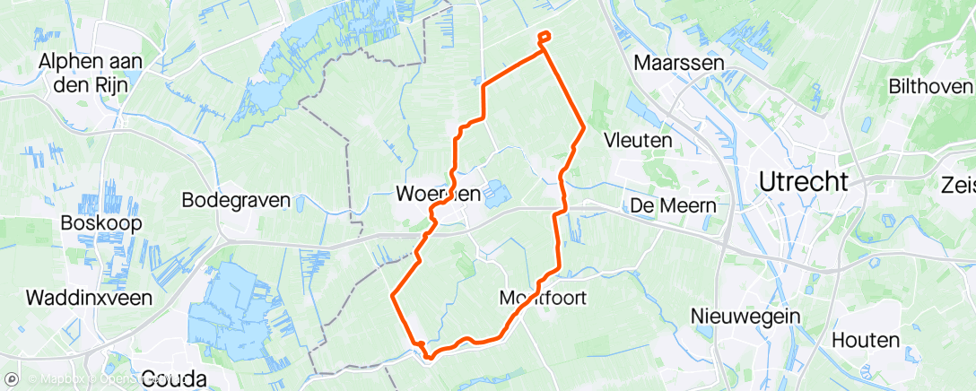Map of the activity, Diny naar Montfoort zelf via Oudewater terug