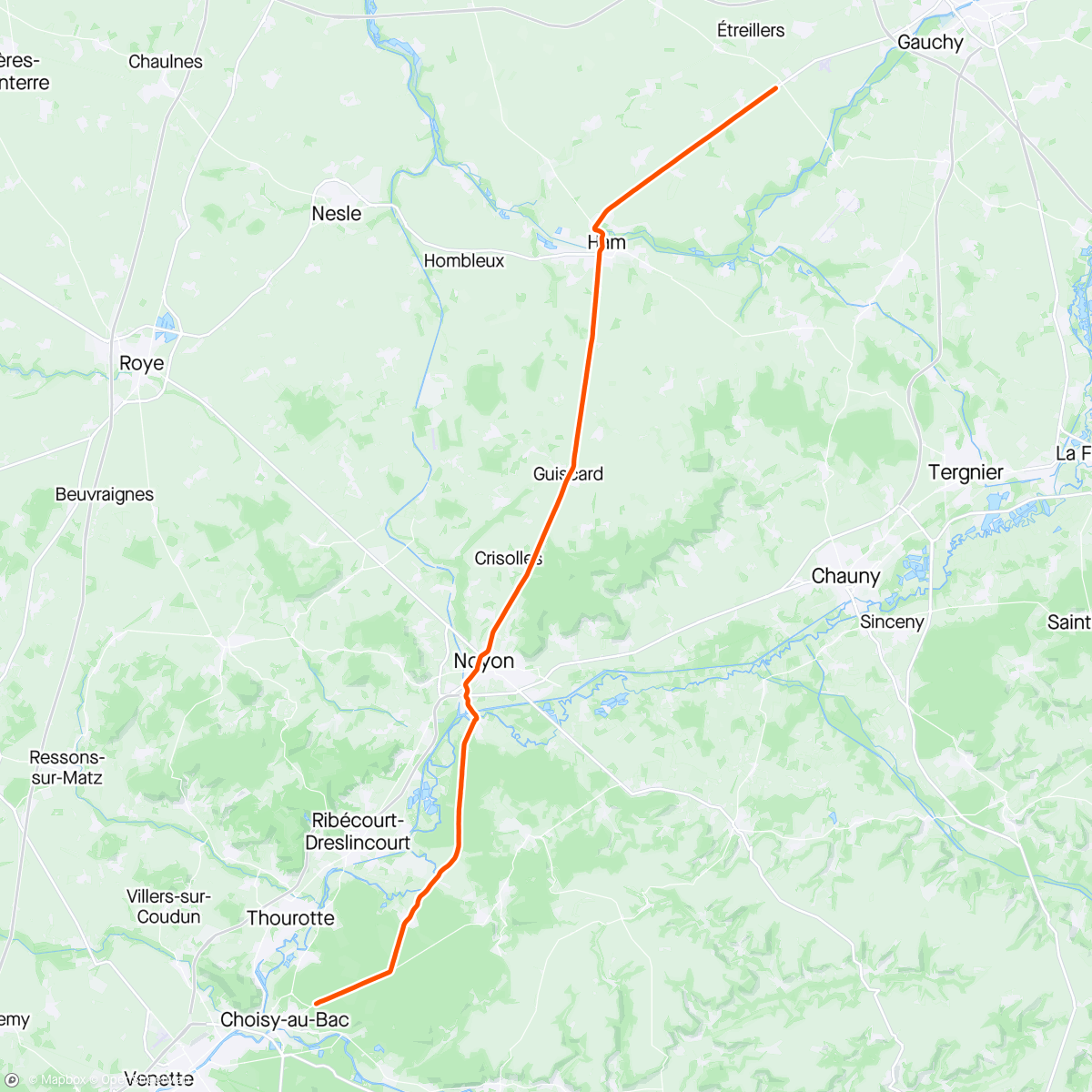 Mapa da atividade, ROUVY - Compiegne to Roupy | France