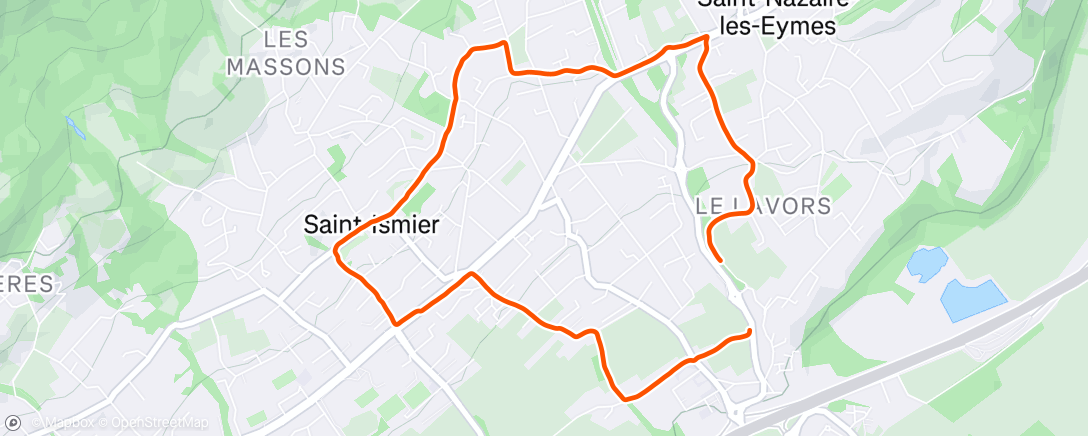 Map of the activity, Course à pied en soirée