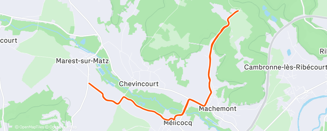 Map of the activity, Runveillon 1h 🌲