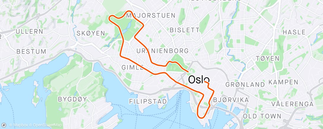 Mapa da atividade, Sentrumsløpet 10 km 48:52