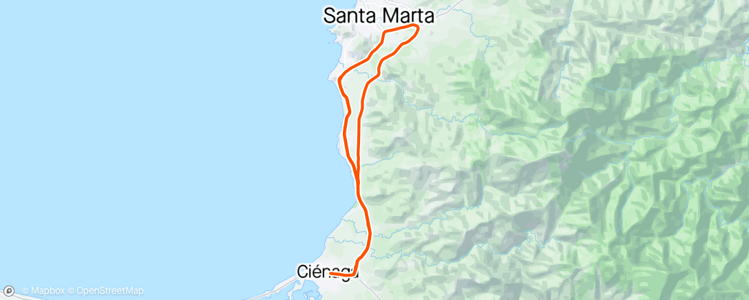 Map of the activity, Ciénaga / Vuelta a la Alterna / Troncal / retorno Puerto Drumond / Zuca / Ciénaga
