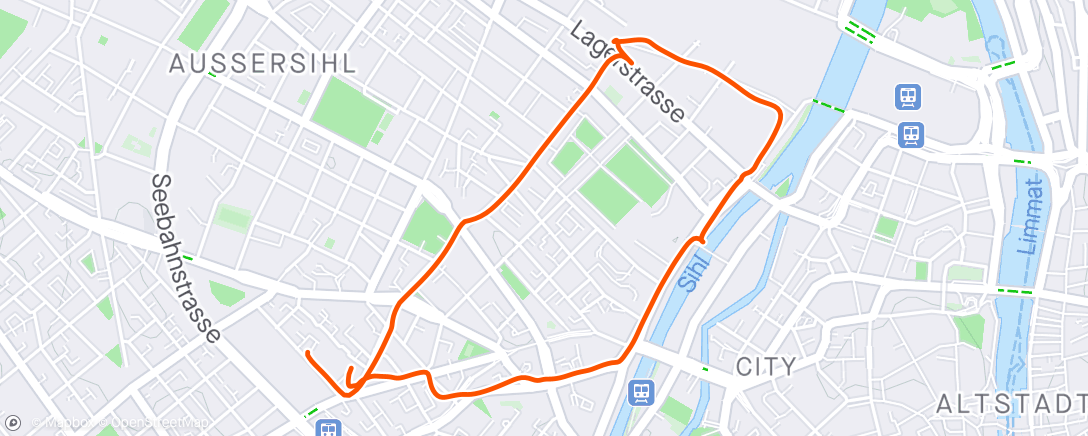 Map of the activity, Evening Run - slow loop around Zürich