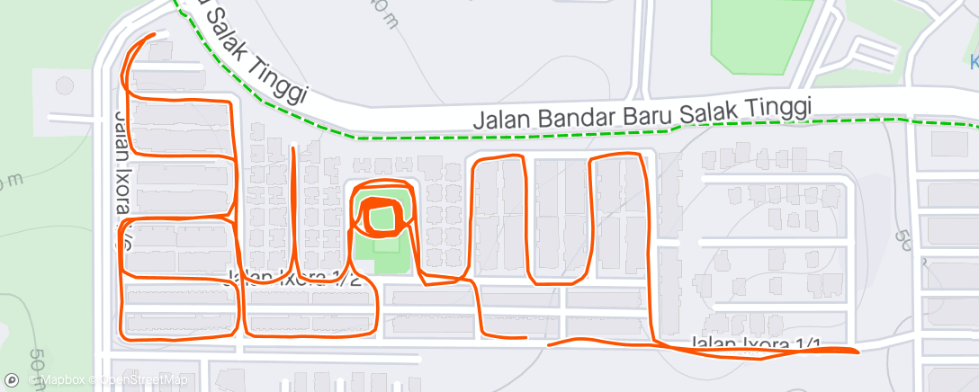 Map of the activity, Run #778 Day #722 14/2024 - 5km slow run @Taman Ixora #LebaRUN 26 Syawal 1445...