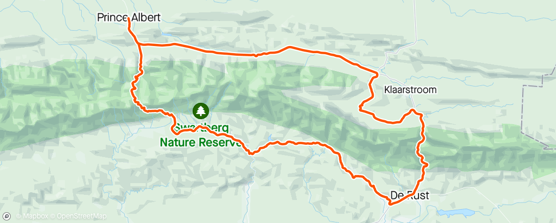 Map of the activity, Swartberg 100