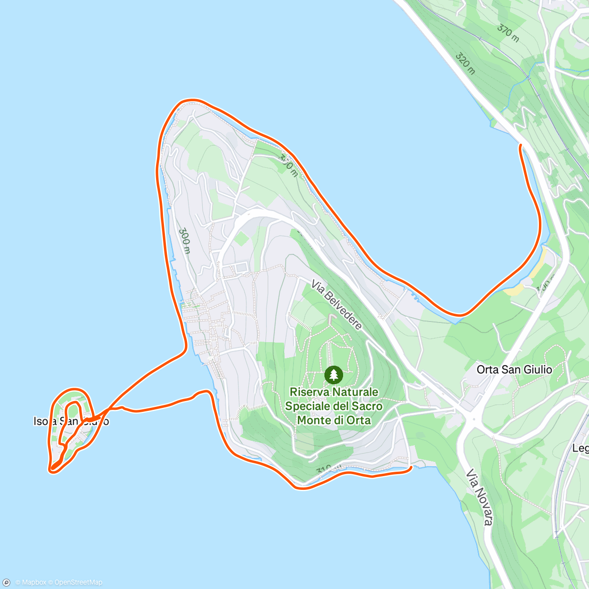 Map of the activity, Runde Isola San Giulio tukkern🚣‍♂️