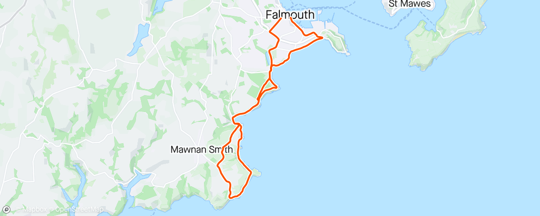 Map of the activity, Falmouth Coast Path 11mi