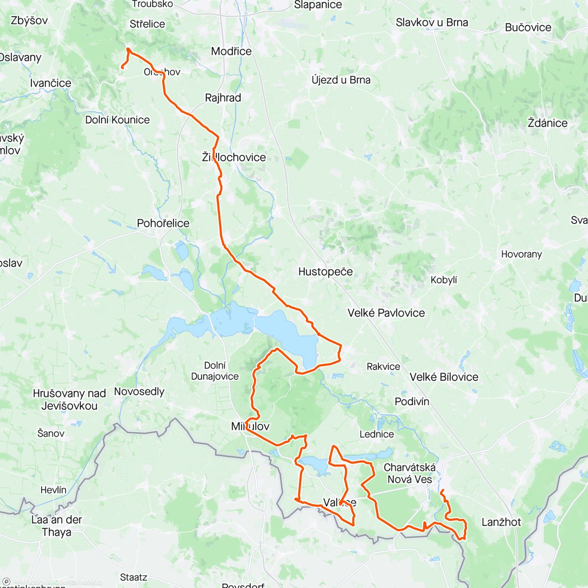 アクティビティ「S Ampérem do Břeclavi, setkání s Jirkem, Lichtenštejnská cesta.」の地図