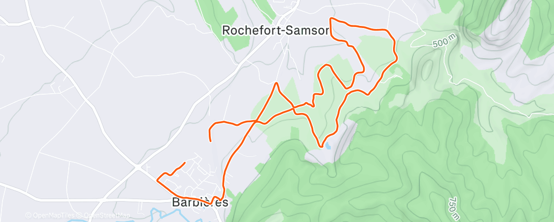 Map of the activity, Afternoon Trail Run