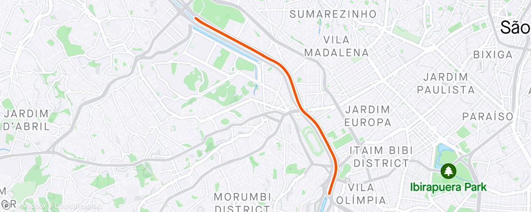 Map of the activity, Treino Moderado Ciclovia Marginal Pinheiros 2x - Road