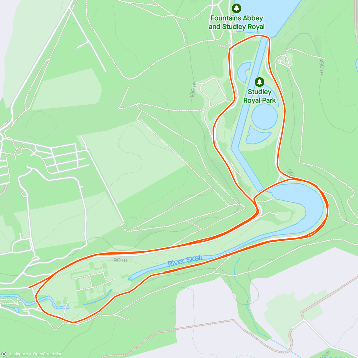 Map of the activity, Fountains Abbey parkrun