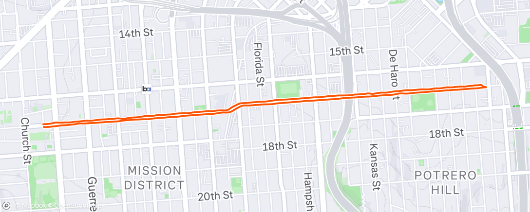Map of the activity, Evening Run