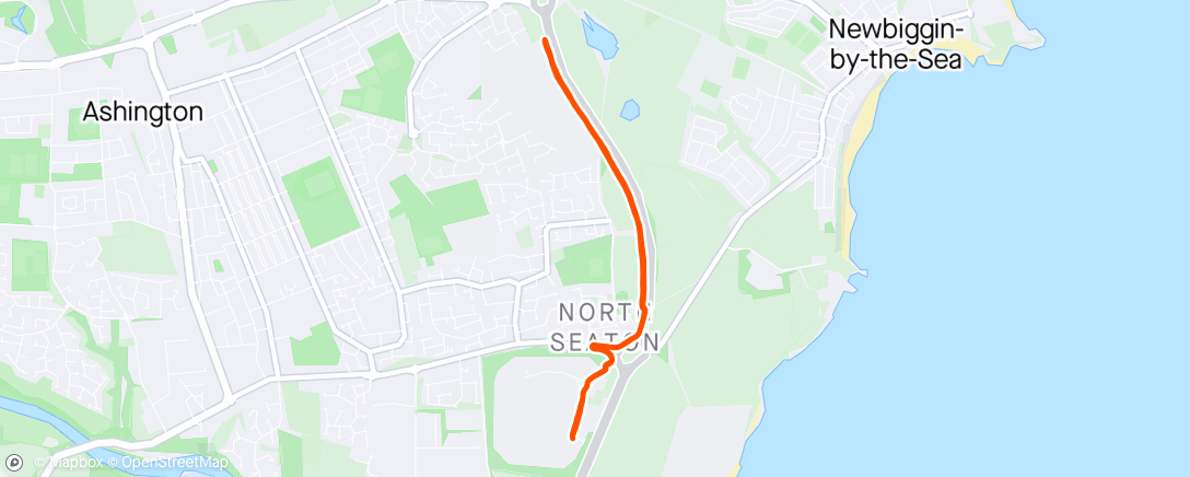 Map of the activity, Cycle path out and back 🏃‍♂️