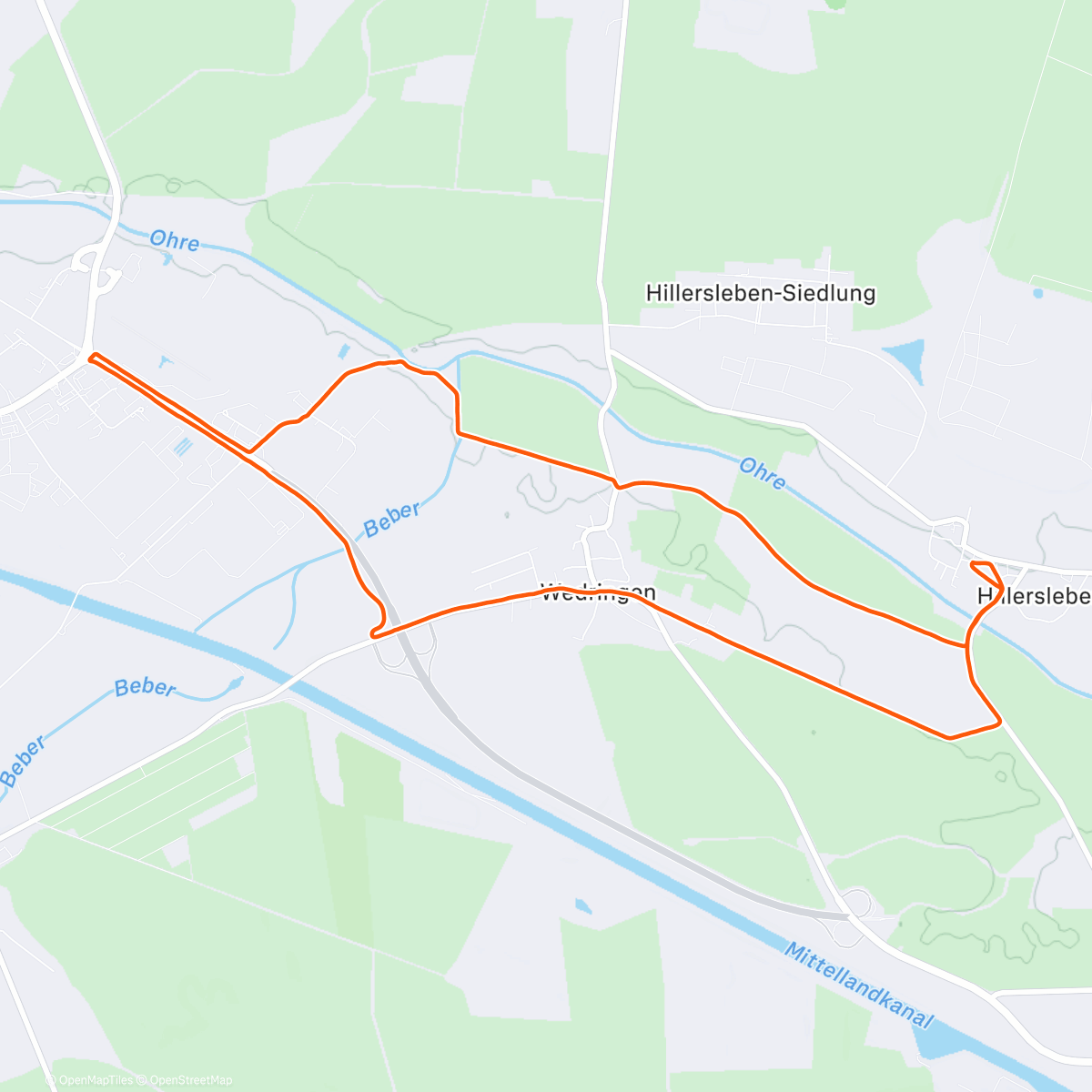 Map of the activity, Afternoon Run