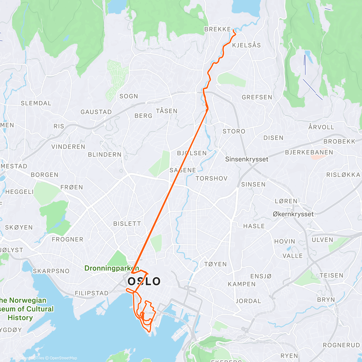 Map of the activity, Afternoon Run