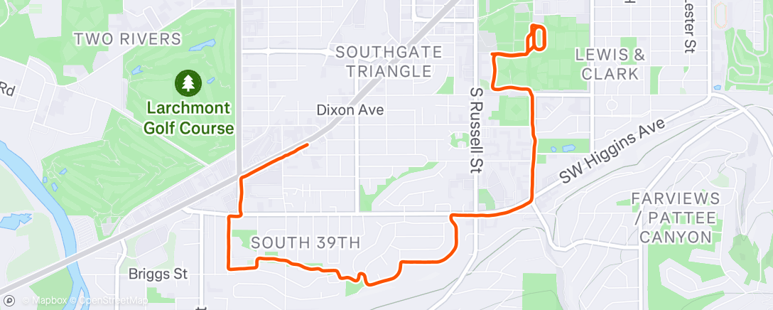Map of the activity, Evening Run